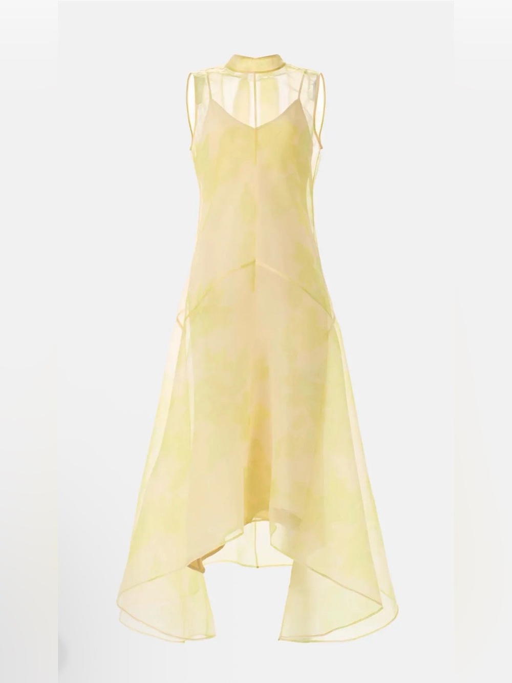 STAUD Auden Dress Sheer High-Neck A-Line Dress in Pale Yellow size M - Picture 6 of 11